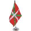 18 x 24.5 cm flag, satin, all-sewn green & white sripes,metal pole and base, 35 cm height